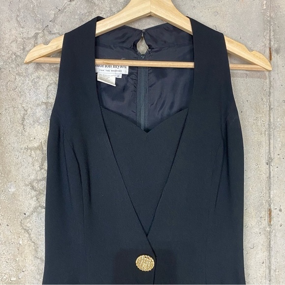 Vintage 90s Morton Myles black sleeveless mini flirty dress 6 small - Picture 3 of 8